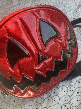 Love Pain and Stitches Pumpkin Kult Red Glitter Happy Jack-o’-lantern Crossbody